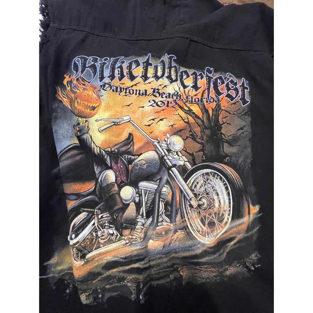 Bikers Club Biketoberfest 2012 Daytona Beach Sleeveless Denim Shirt Mens Large